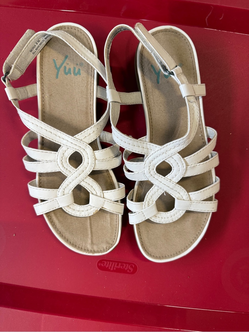 Yuu Women's White Strappy Comfort Sandals Women’s SZ 8
